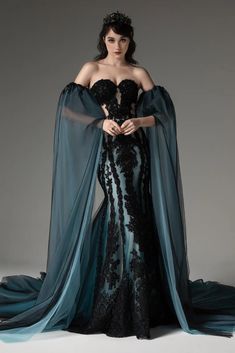 Black Gothic Sweetheart Appliques Tulle Wedding Dress with CW2504 – COCOMELODY Blue Wedding Gowns, Wedding Dress Buttons, Gothic Wedding Dress, Cathedral Train, Alternative Wedding Dresses, Applique Wedding Dress, Stunning Wedding Dresses, Fantasy Gowns, Gothic Wedding