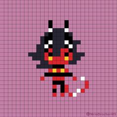 the pixel art is designed to look like a devil