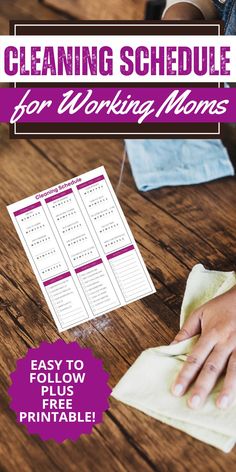 Working Mom Cleaning Schedule with a Printable Cleaning Checklist, including daily and weekly cleaning tasks for a clean and organized home. Weekly House Cleaning Schedule, Schedule For Working Mom, Cleaning Schedule For Working Mom, Mom Cleaning Schedule, Working Mom Cleaning Schedule, House Schedule, Homemaker Schedule, Cleaning Chart