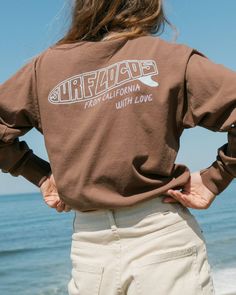 Simple Pleasures Long Sleeve Tee - Surf Locos Surf Aesthetic Outfit, Printed Tee Women, Surf Apparel, T-shirt Print Design, Fits Ideas, Surf Brands, Surf Tee, Surf Shirt, Surf Tshirt