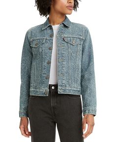 A light wash and tomboy-ish fit make Levi's® original trucker jean jacket a closet staple and forever favorite.

 	Front button placket
 	Point collar; button-flap pockets at chest; front slant pockets
 	Hits at hip
 	Cotton
 	Machine washable Denim Trucker Jacket, Levis Jacket, Levis Women, Trucker Jacket, Jackets Online, Blazers For Women, T Shirt Dress, Boy's Clothing, Jean Jacket