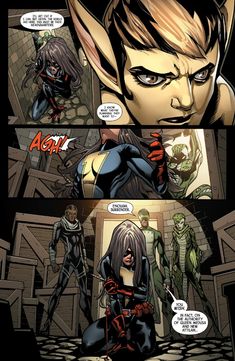 a comic page with an image of a catwoman in the background