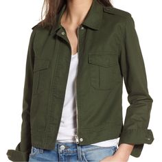 Bb Dakota Nwot Maddox Jacket Color: Army Green Size: Small New Without Tags Spring Utility Outerwear With Zipper Closure, Spring Utility Jacket With Zipper For Work, Fitted Fall Utility Jacket, Fitted Utility Jacket For Fall, Bb Dakota, Utility Jacket, Army Green, Jackets For Women, Jackets & Coats