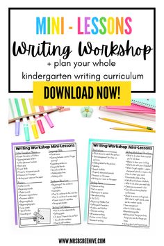 the mini lessons for writing workshop with text overlay