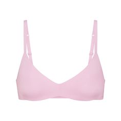 WIRELESS FORM PUSH-UP PLUNGE BRA | BABY PINK Push-up Nursing Bra With Light Support, No-show Padded Bra, Low-cut Sports Bra With Removable Pads, Feminine Full Coverage Seamless Bra, Pink Seamless Nursing Bra, Feminine Seamless Full Coverage Nursing Bra, Soft Touch Fitted Low-cut Nursing Bra, Fitted Low-cut Nursing Bra With Soft Touch, Low-cut Fitted Nursing Bra With Soft Touch