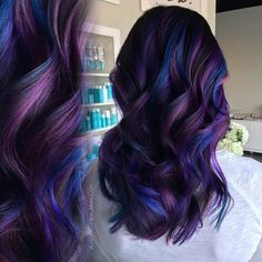 Oil Slick Hair, Purple Hair Highlights, Hair Color Purple, Colored Hair