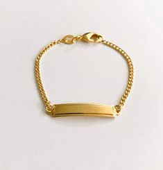 "18K GOLD FILLED BABY ID BRACELET...5.5\" Long FREE GOLDEN GIFT POUCH INCLUDED 18K BANO DE ORO PULSERA CON PLACA PARA BEBE . 5.5\"LONG BOLSA DE REGALO GRATIS" Medical Bracelet, Id Bracelets, Pompano Beach, Gift Pouch, Indian Jewelry, Link Bracelets, Gold Filled, Gold Bracelet, Jewelry Bracelets