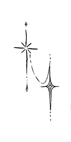 the cross is drawn in black ink on a white background with water drops coming from it