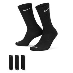 The Nike Everyday Plus Lightweight Socks keep your feet dry and cool with light, sweat-wicking yarns and built-in breathability. Ribbing wraps your arches for a supportive feel.Dri-FIT technology helps keep your feet dry and comfortable.Breathable knit pattern on top helps your feet stay cool.Ribbing wraps your midfoot for a supportive feel.Reinforced heel and toe add durability.More Details Fabric: 61% cotton/35% polyester/3% spandex/1% nylon Machine wash Imported 100% TEXTILE Style # SX6891-01 Nike Crew Socks, Nike Elite Socks, Nike Pro Women, Basketball Socks, Nike Elite, Elite Socks, Black Socks, Athletic Socks, Sport Socks