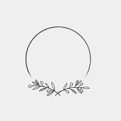 a black and white drawing of a circle with leaves