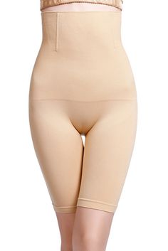 High Stretch Beige Shapewear With Built-in Shorts, High Waist High Stretch Pants With Seamless Construction, High Waist High Stretch Seamless Pants, High Stretch Smoothing Beige Bottoms, High Waist Fitted Seamless Pants, High Waist Fitted Pants With Seamless Construction, Hip-length Solid Shaping Shapewear, Hip-length Shaping Shapewear In Solid Color, Solid Hip-length Shaping Shapewear