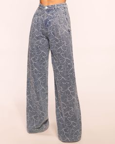 Adley Embroidered Wide Leg Jean Printed Denim Pants, Wardrobe Refresh, Indigo Floral, Floral Denim, Coast To Coast, Printed Denim, Floral Embroidery, Leg Jeans, Size Guide