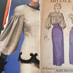 an old fashion sewing pattern for a woman's top and skirt, with the same design on it