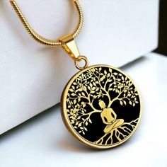 Celebrate mindfulness and spirituality with our Personalized Buddha Pendant, Tree of Life Necklace. This beautiful necklace combines elegance and deep meaning, making it a perfect gift for yoga lovers, meditation fans, and those on a spiritual journey. Made from high-quality materials, the pendant features a peaceful Buddha meditating under the Tree of Life, symbolizing enlightenment and peace. The detailed design and polished finish make this necklace a stylish and meaningful accessory for anyo Spiritual Tree Of Life Necklace For Gift, Spiritual Tree Of Life Necklace Gift, Spiritual Tree Of Life Necklace For Meditation, Spiritual Necklace, Occult Art, Buddha Pendant, Deep Meaning, Tree Of Life Necklace, Detailed Design