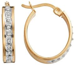 Diamond Mystique 18k Gold Over Silver Diamond Accent Oval Hoop Earrings Oval Hoop Earrings, Silver Diamonds, Gold Bracelet, 18k Gold, Fine Jewelry, Hoop Earrings, Women Jewelry, Sterling Silver, Silver