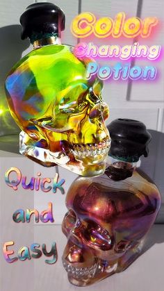 an image of a bottle with a skull on it and the words color changing portion