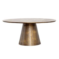 an oval wooden table with metal base