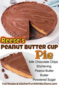 a piece of peanut butter cup pie on a plate