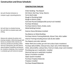 the instructions for construction and draw schedules are shown in this document, which shows how to