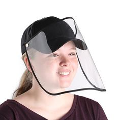 This Choice black 6-panel cap with detachable PVC face shield is the perfect addition to your staff members' uniform at your dining establishment. This cap is ideal for keeping your staff members' hair covered in your fast-food kitchen or at your catered event, while its detachable shield helps to guard both employees and customers from germs, illness, and pollutants. This cap with PVC face shield is a perfect choice for both comfort and protection.    Caps are a great way to comply with health Hair Nets, 6 Panel Cap, Hair Cover, Chefs Hat, Face Shield, Baseball Caps, Wide Brimmed, Solid Black, Face Mask