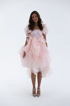 The Sparkling Showgirl Gown – Selkie Nomi Malone, Silk Dressing Gown, Corset Skirt, Pink Party Dresses, Organza Skirt, Puff Dress, Royal Dresses, Corset Back, Empire Waist Dress