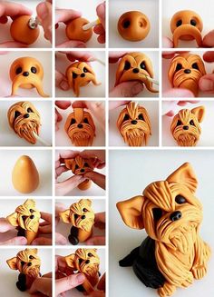 there are many pictures of different faces made out of clay