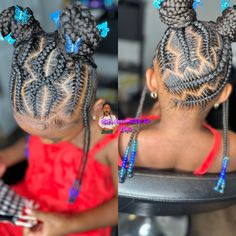 Braided Buns For Black Hair Kids, Daughter Hairstyles Braids, Quick Braided Hairstyles For Black Kids, Knotless Braid Ideas, Black Daughter Hairstyles, 2 Buns