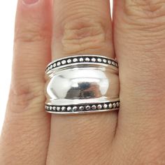 Great vintage condition.  925 Sterling Silver Vintage Granulated Modernist Ring Size 7  Weight: 9.3g   WELCOME TO PAWN SHOP We are an actual pawn shop and have been in business for over 25 years. Since 1990, our establishment has been serving a variety of clients by providing them with short term cash solutions and options of liquidity regarding their treasured heirlooms. Acknowledging that today′s customers are very sophisticated and are looking for a variety of investments, our acquisitions ar Vintage Sterling Silver 925 Wide Band Ring, Vintage Silver Wide Band Ring, Vintage Silver Wide Band Ring Stamped 925, Vintage Wide Band Open Ring Stamped 925, Classic Wide Band Open Ring Stamped 925, Vintage Wide Band Ring Stamped 925, Vintage Sterling Silver Wide Band Ring, Classic Stamped 925 Wide Band Ring For Anniversary, Modernist Ring