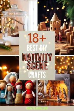 christmas decorations and nativity scenes are featured in this collage with the words, best diy nativity scene crafts