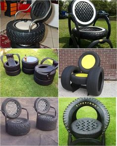 there are four different types of chairs made out of tires