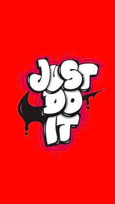 the logo for just do it on a red background