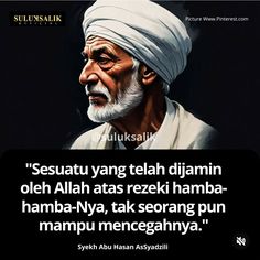 an old man with a turban on his head and the words sesuatu yang teh dijamin oleh