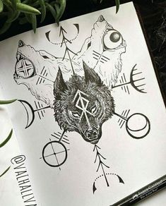 Fenrir Drawing Norse Mythology, Selfmade Tattoos For Men, Nordic Wolf Tattoo, Nordic Mythology Tattoo, Fenrir Tattoo Design, Norse Wolf Tattoo, Norse Wolf, Fenrir Tattoo, Rabe Tattoo