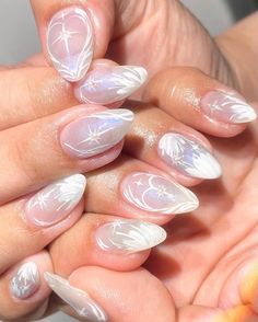 Winter Short Nails, Angelic Nails, Winter Nails Short, Heavenly Nails, Angel Nails, Hippie Nails, Fantasy Nails, Nail Stuff, Pretty Gel Nails