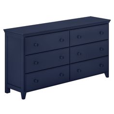 a dark blue dresser with six drawers