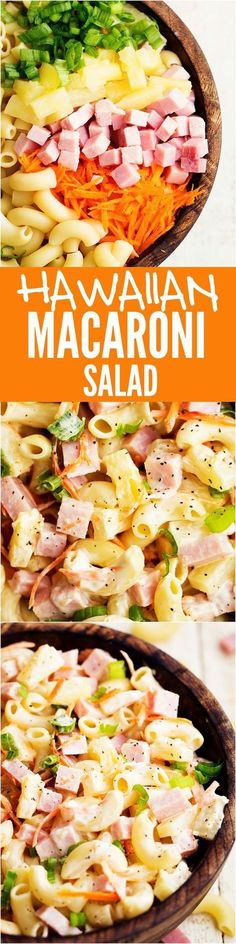 this hawaiian macaroni salad is loaded with ham, cheese and lettuce