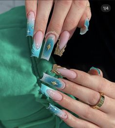 Jasmine Nails, Drip Nails, Colored Acrylic Nails, Cute Acrylic Nail Designs, Easy Nails, Long Square Acrylic Nails