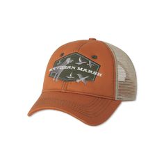 Burnt Orange Country Style Baseball Cap For Outdoor, Country Style Trucker Hat With Curved Brim For Outdoor, Country Style Trucker Hat With Curved Brim, Outdoor Cotton Trucker Hat, Adjustable Country Trucker Hat For Outdoor, Country Style Adjustable Trucker Hat For Outdoors, Adjustable Country Style Trucker Hat For Outdoor, Country Style Trucker Hat With Curved Bill For Outdoor, Cotton Trucker Hat For Camping