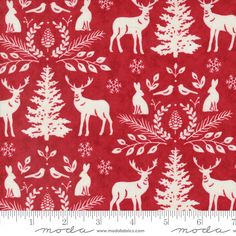 Moda Woodland Winter Damask Animals Cardinal Red Fabric Christmas Woodland, Woodland Winter, Deer Fabric, Winter Cardinal, Winter Woodland, Red Quilts, Winter Wood, Winter Quilts, Winter Animals