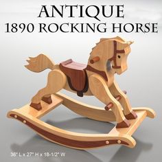 Instant PDF download to your computer (10 MB) PDF file easily prints to 8-1/2 x 11 or A4 paper on any computer printer. Plan Set Description: Build a cherished antique heirloom rocking horse toy! Rocking Horse is 35-3/4 L x 26-3/4 H x 18-1/2 W. Color 8-1/2 x 11 pages with black & white pattern Wooden Rocking Horse Plans, Rocking Horse Plans, Antique Rocking Horse, Wood Rocking Horse, Rocking Horse Toy, Wood Toys Plans, Wooden Rocking Horse, Woodworking For Kids, Bench Plans