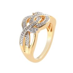 Accentuated with dazzling diamonds in a twist design, this ring is a must-have accessory. Accentuated with dazzling diamonds in a twist design, this ring is a must-have accessory. Nickel free Metal: sterling silver Packaging: boxed Plating: 14k gold, rhodium Width: 8 mm Finish: polishedDIAMOND DETAILS Total weight: 1/3 ct. Shape: round Setting: prong Diamond weights are approximate. Diamond Total Weights may vary between .01 and .13 ct. Some diamonds consist of fewer than 17 facets. Gemstones ma Diamond Promise Ring With A Modern Twist, Modern Twist Promise Ring With Diamond Accents, Modern Twist Ring With Diamond Accents, Modern Twist Cubic Zirconia Ring, Infinity Diamond Ring With Vvs Clarity, Vvs Clarity Infinity Diamond Promise Ring, Modern Twist Brilliant Cut Diamond Ring, Dazzling Diamond Promise Ring With Accents, Diamond Ring With A Modern Twist