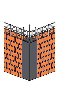 a drawing of a brick wall with scaffolding on it's top and bottom