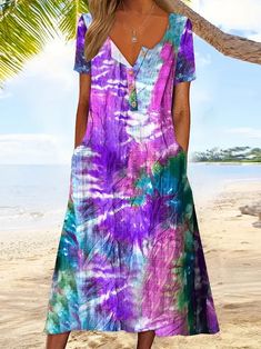 Temu | Explore the Latest Clothing, Beauty, Home, Jewelry & More Casual Dress Women, Henley Dress, Plus Size Casual Dress, Tie Dye Shorts, Womens Tie, Stretch Dress, Clothing Size Chart, Womens Clothing Sizes, Pocket Dress