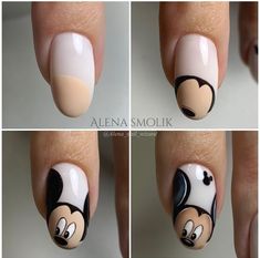 How To Draw On Nails Step By Step, Cartoon Nails Art, Nail Designs Cartoon, Cartoon Nail Ideas, Nail Design Cartoon, Cartoon Art Nails, Cute Cartoon Nails