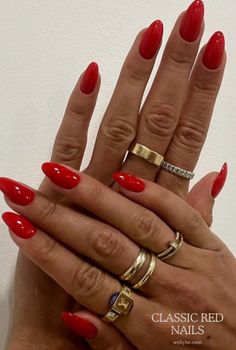 more in telegram Scarlet Nails Acrylic, Signature Nail Color, True Red Nails, Attractive Nail Colors, Bright Cherry Red Nails, Red Nails Pale Skin, Summer Red Nails 2024, Red Round Acrylic Nails, Red Solid Nails