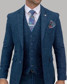 Blue Tweed Jacket, Tweed Suit, Blue Tweed