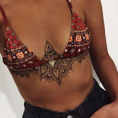 Mandala Chest Tattoo, Underboob Tattoos, Tattoos 2024, Tiny Tattoo