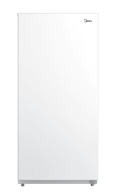 a white refrigerator freezer sitting on top of a white counter next to a wall