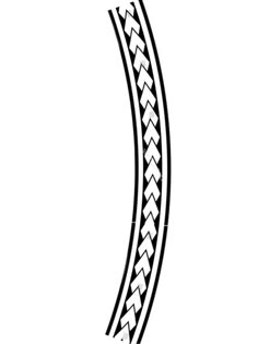 a black and white drawing of a curved object with an intricate design on the side