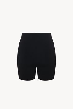 Biker short in fine technical wool with high waist and minimal finish for streamlined look.